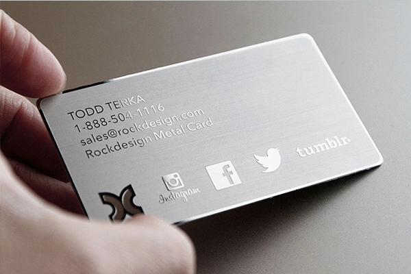Precision metal card used for banking, membership, or professional branding