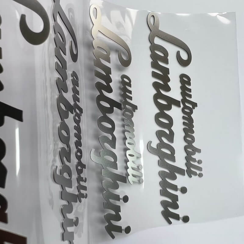 Adhesive Metal Logo Stickers surface finish and marking detail | Himgo
