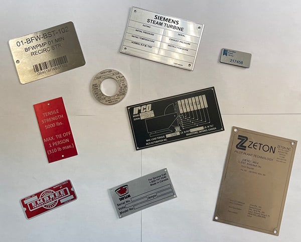 Adhesive Metal Rating Plates surface finish and marking detail | Himgo