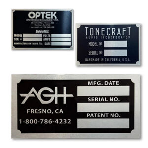 Machinery Metal Equipment Nameplates manufactured by Himgo