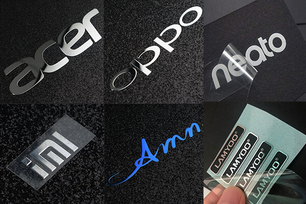 Product Metal Logo Stickers surface finish and marking detail | Himgo