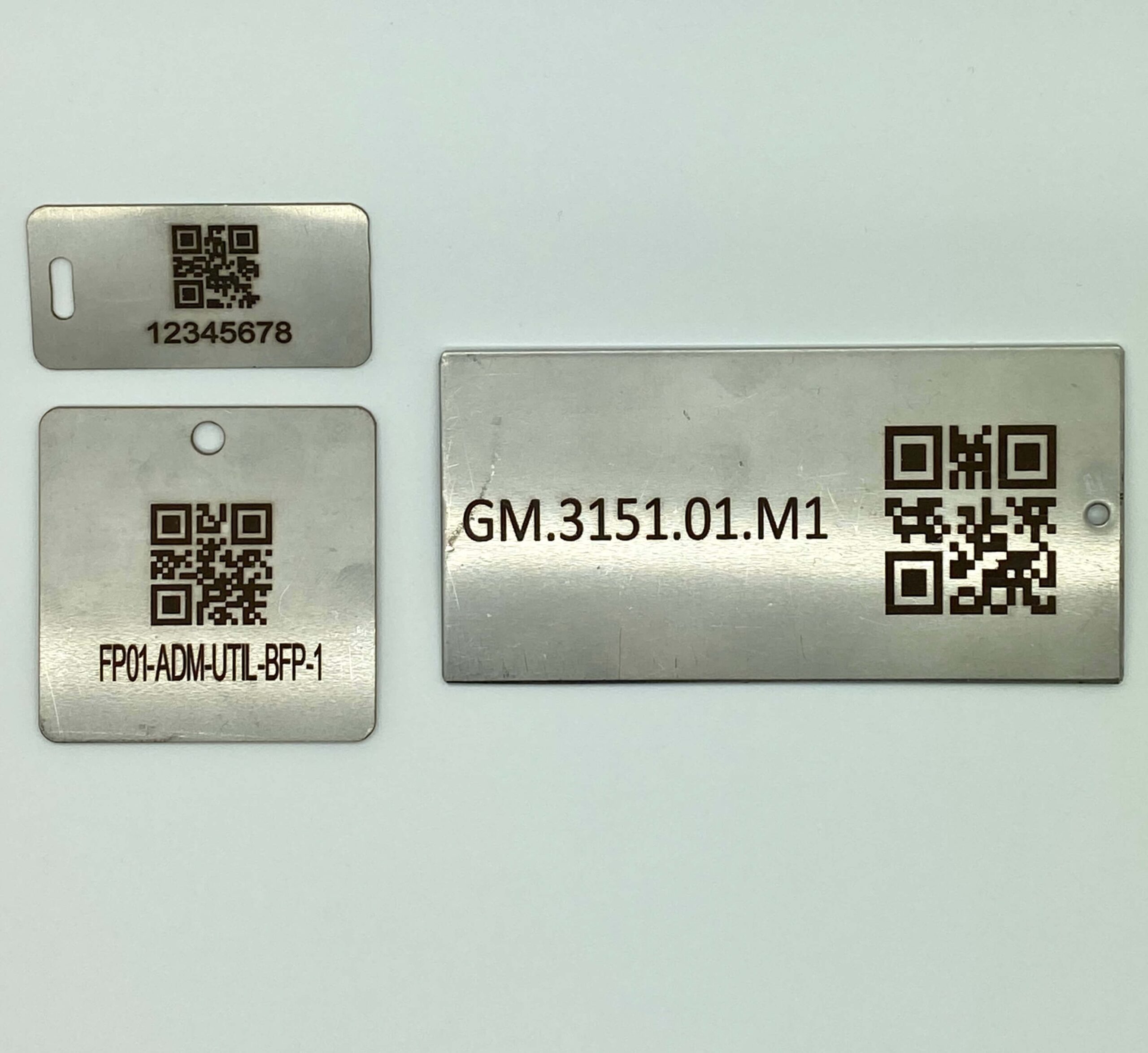 Small QR Code Metal Asset Tags surface finish and marking detail | Himgo