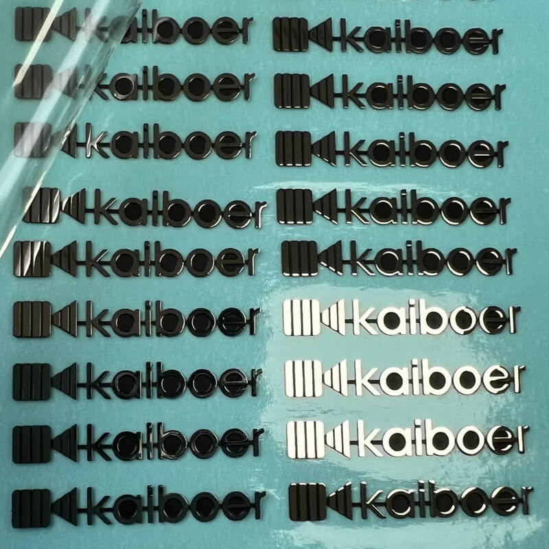 Thin Metal Logo Stickers surface finish and marking detail | Himgo